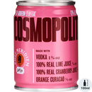 Pink can of Cosmopolitan cocktail with branding and ingredients listed.