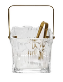 24 oz. Textured Glass Ice Bucket with Tongs