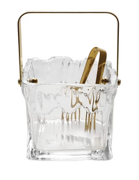 24 oz. Textured Glass Ice Bucket with Tongs