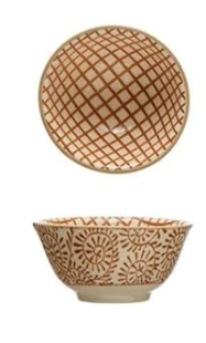 Stoneware Pinch Pot w/ Pattern, Multi Color - Sold Separately