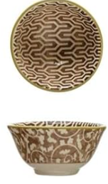 Stoneware Pinch Pot w/ Pattern, Multi Color - Sold Separately