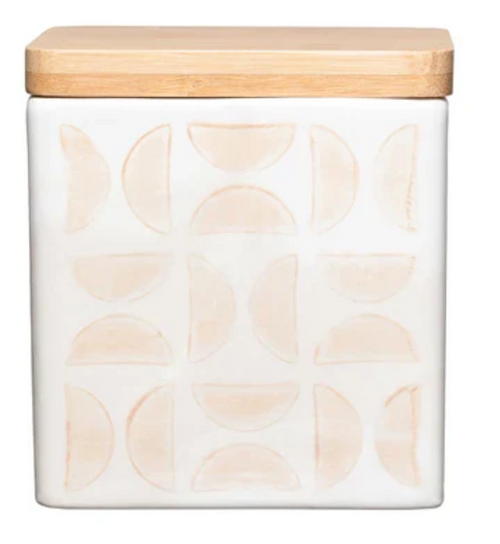 Stoneware Canister with Wood Top