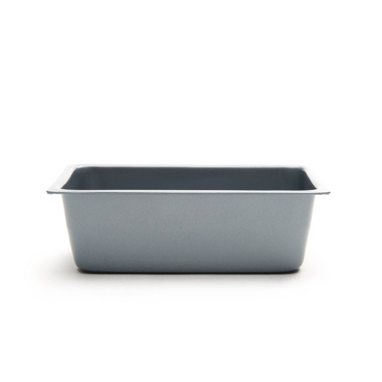 Rectangular metal baking pan on a white background