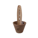 Acacia wood herb stripper with a handle and notches for stripping leaves from herbs.