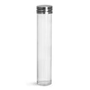 A clear acrylic test tube with a silver lid, designed for storing spices or other kitchen ingredients.