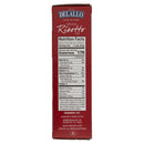 Red box of DeLallo arborio risotto with nutrition facts label on a white background