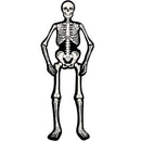 A die-cut decoration resembling a standing articulated skeleton, primarily black in color, designed for Halloween decoration.