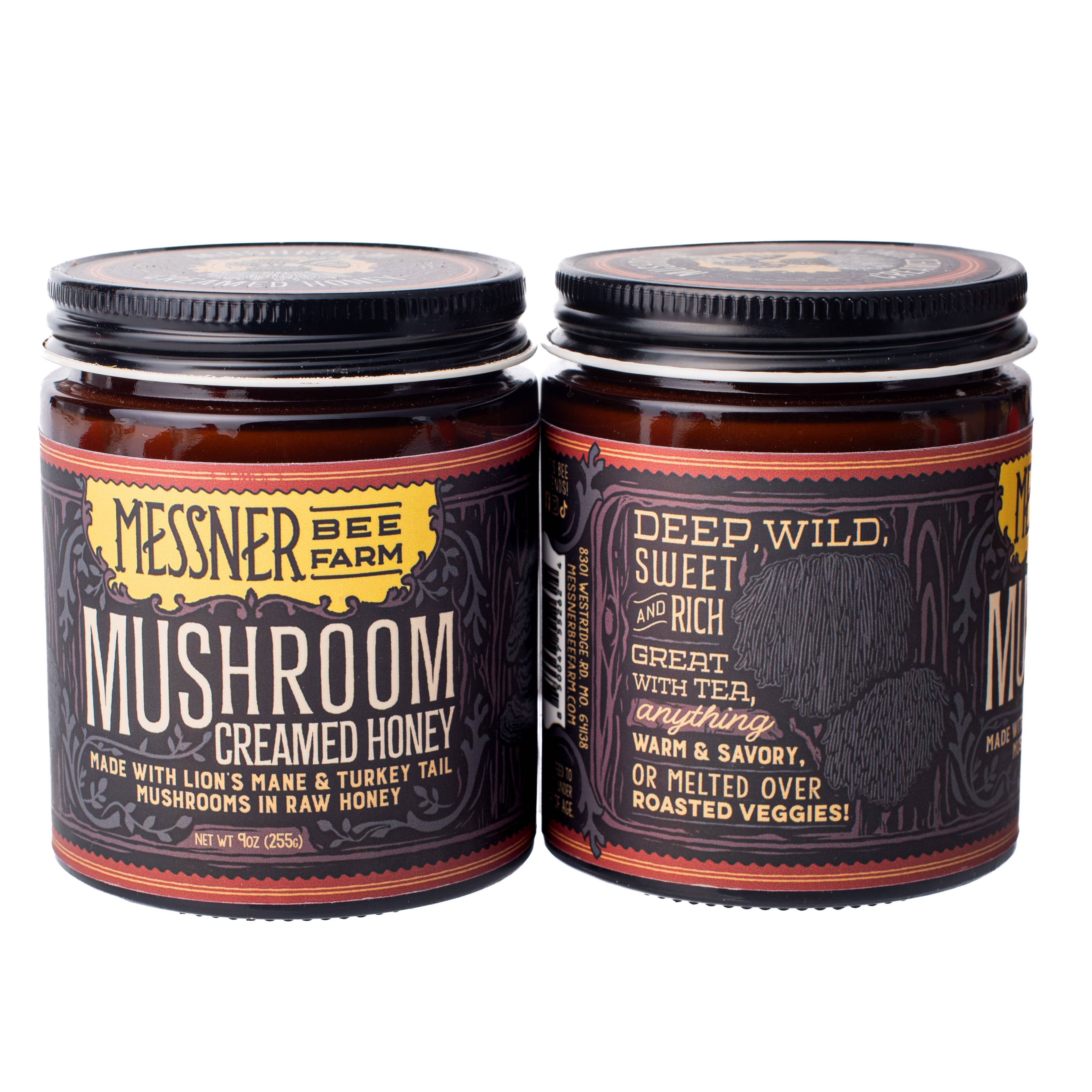Mushroom Creamed Honey - Lion's Mane & Turkey Tail | Messner Bee Farm