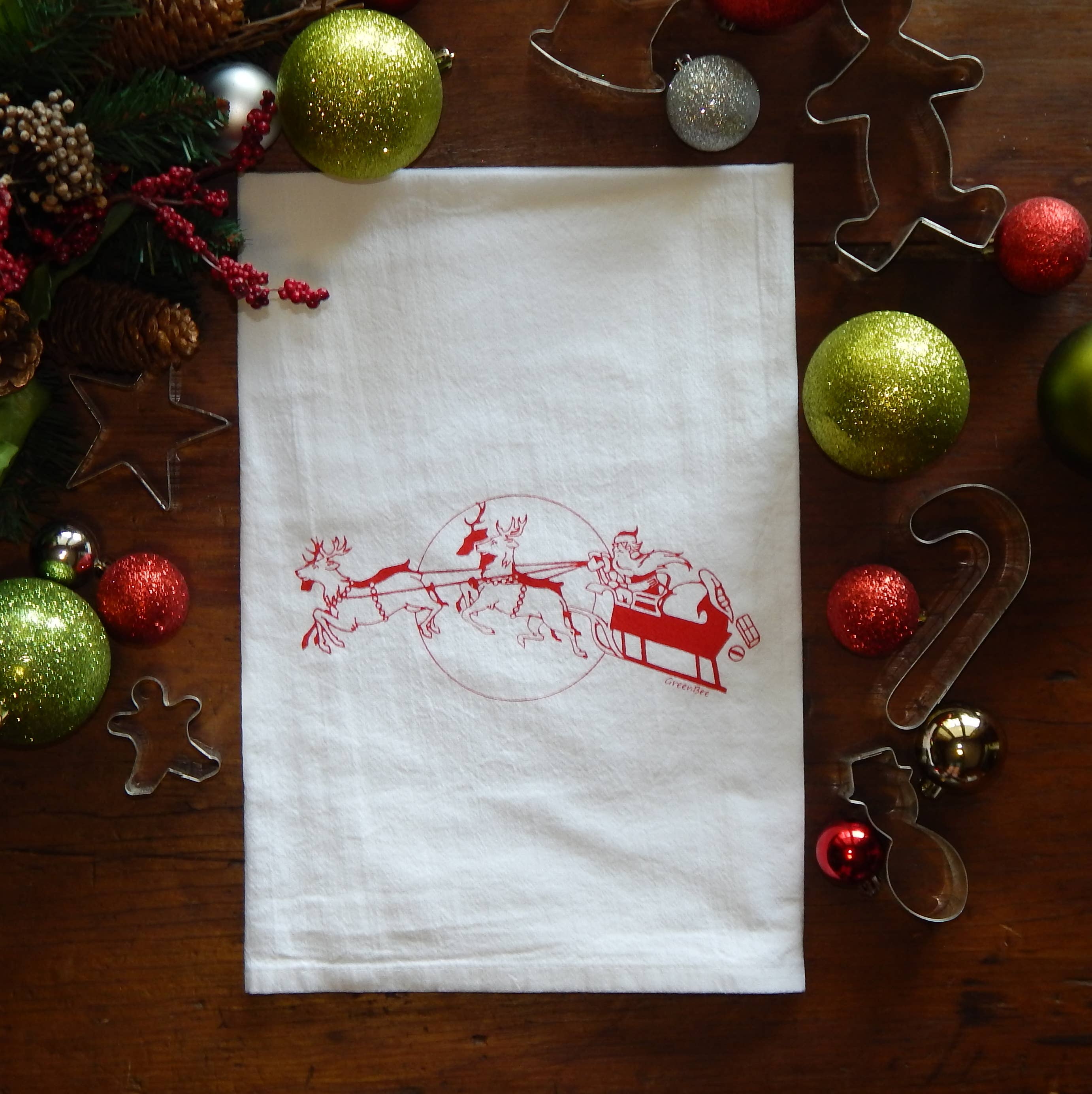 'Santa's Sleigh Tea Towel