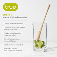 Smash™ Natural Wood Muddler w/ Serrated Base