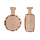 Two wooden serving boards on a white background