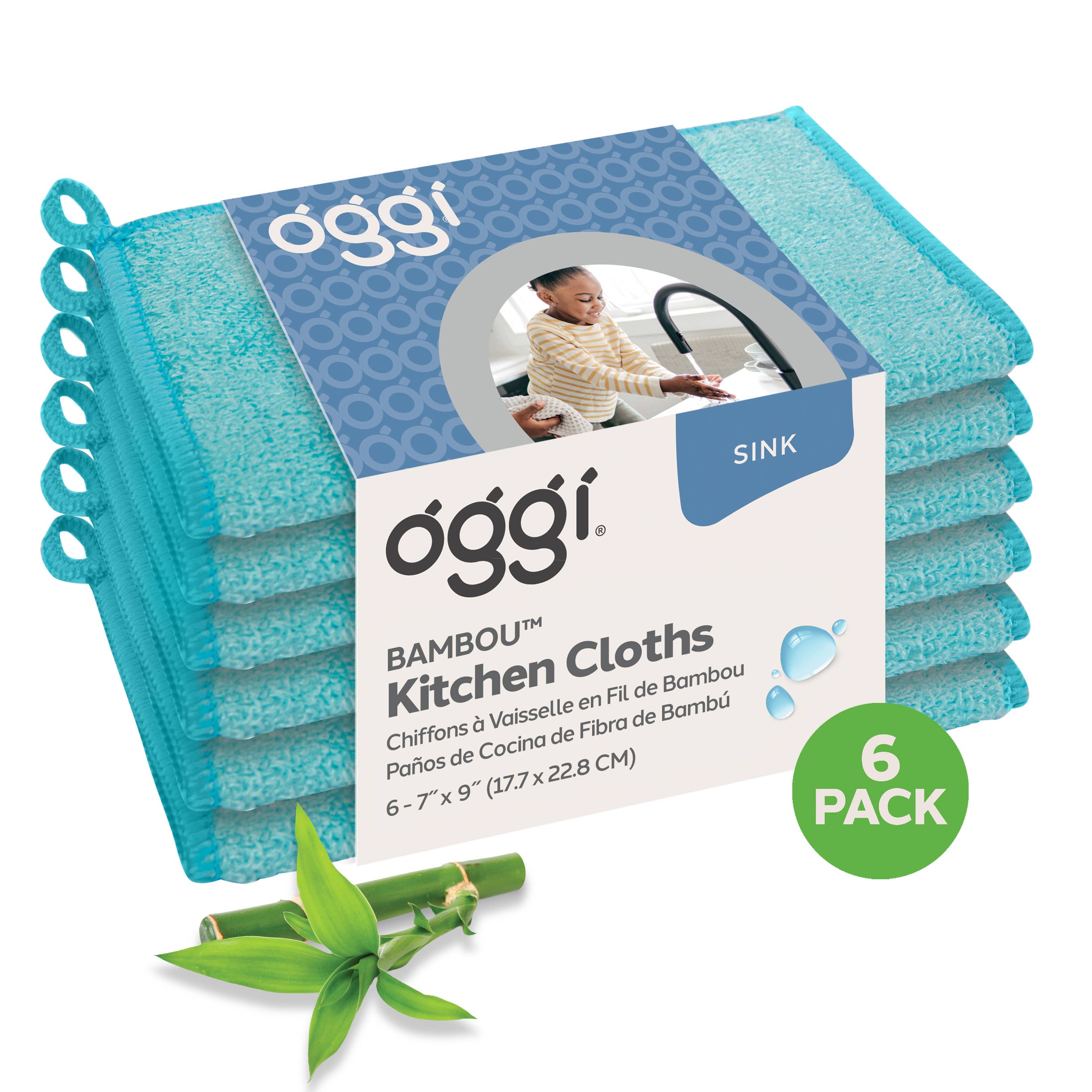 Bambou Kitchen Cloths - Blue (Set of 6) | OGGI