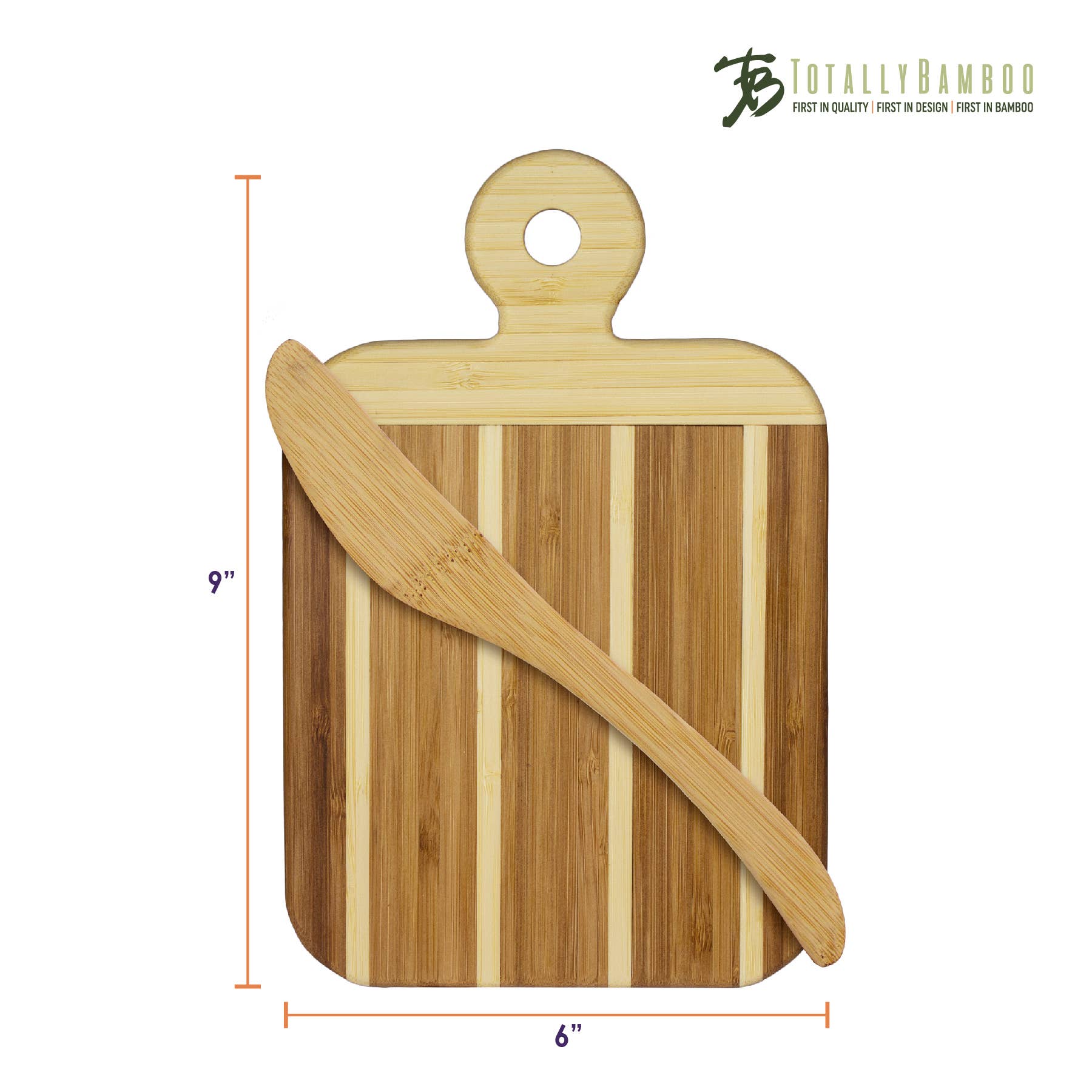 Striped Paddle Cutting Board and Spreader Knife Gift Set