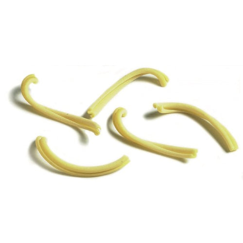 Yellow pasta on a white background