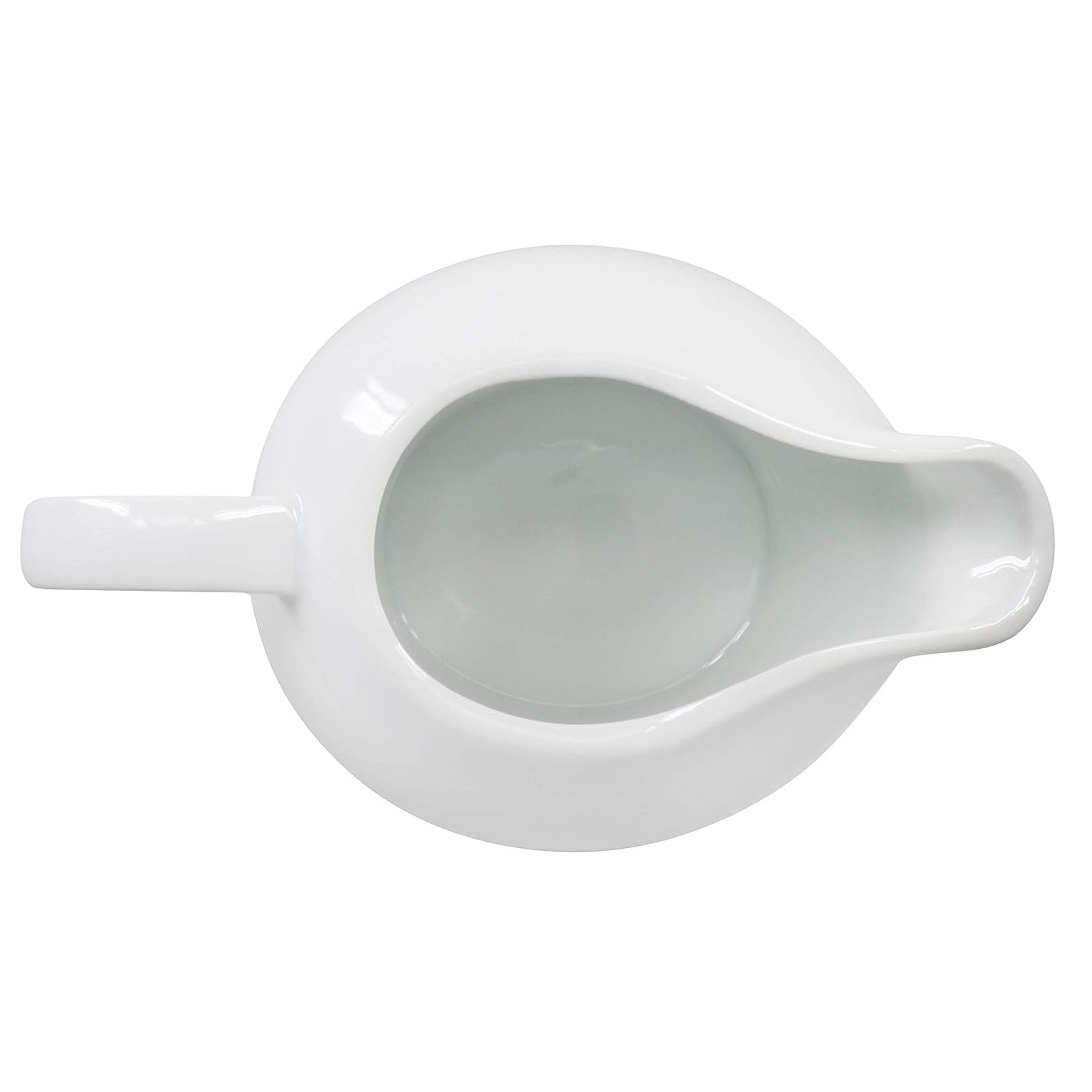 White ceramic gravy boat on a white background