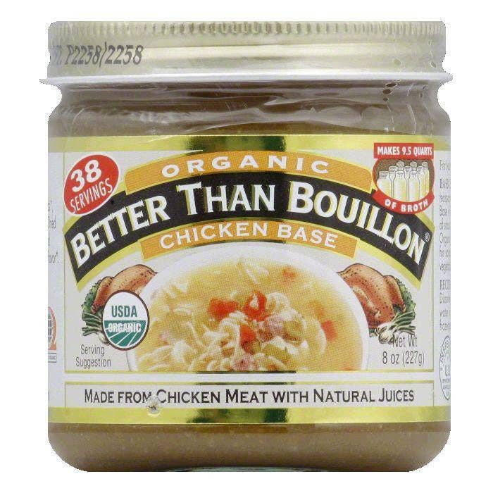 Jar of Better Than Bouillon Organic Chicken Base on a white background