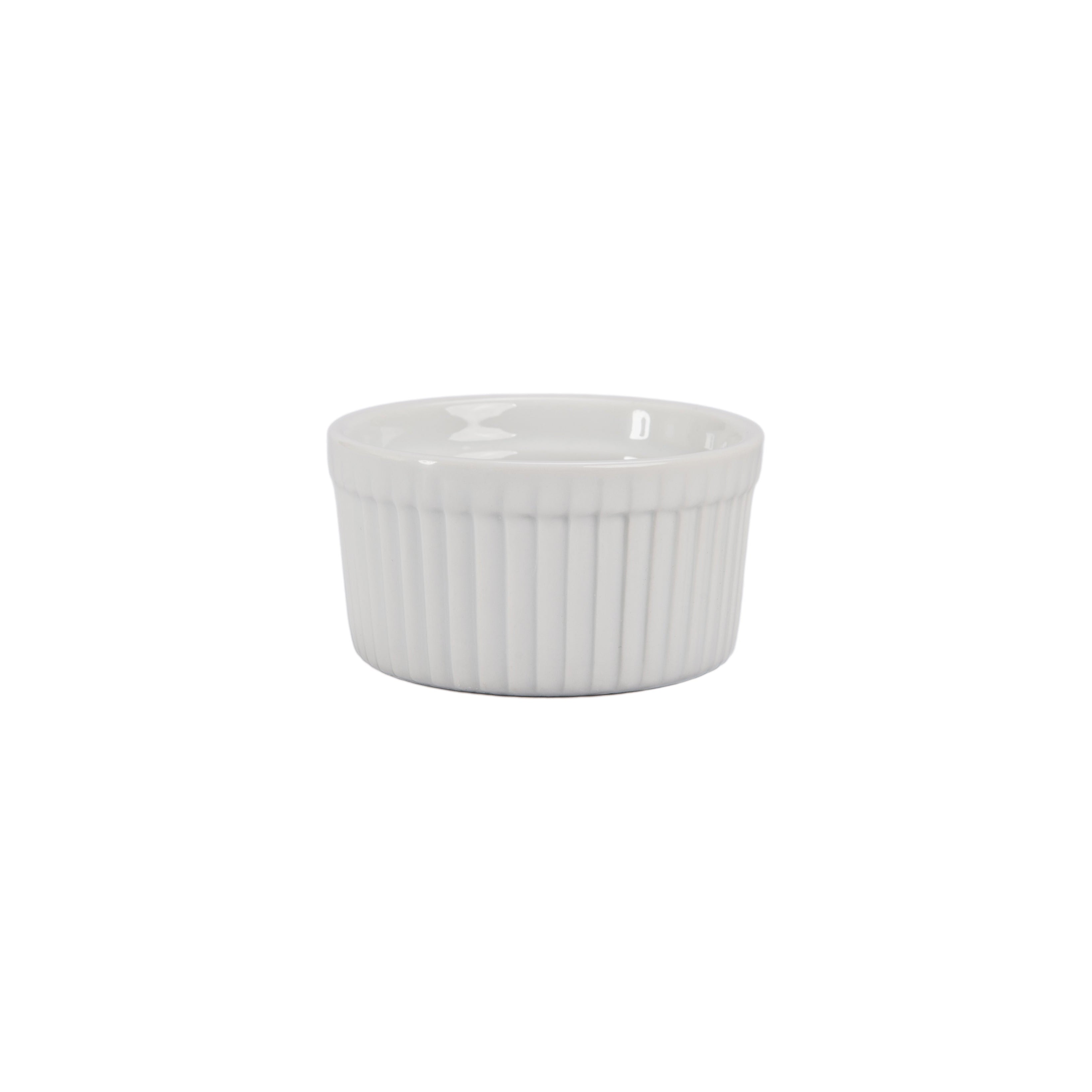 White ramekin on a white background