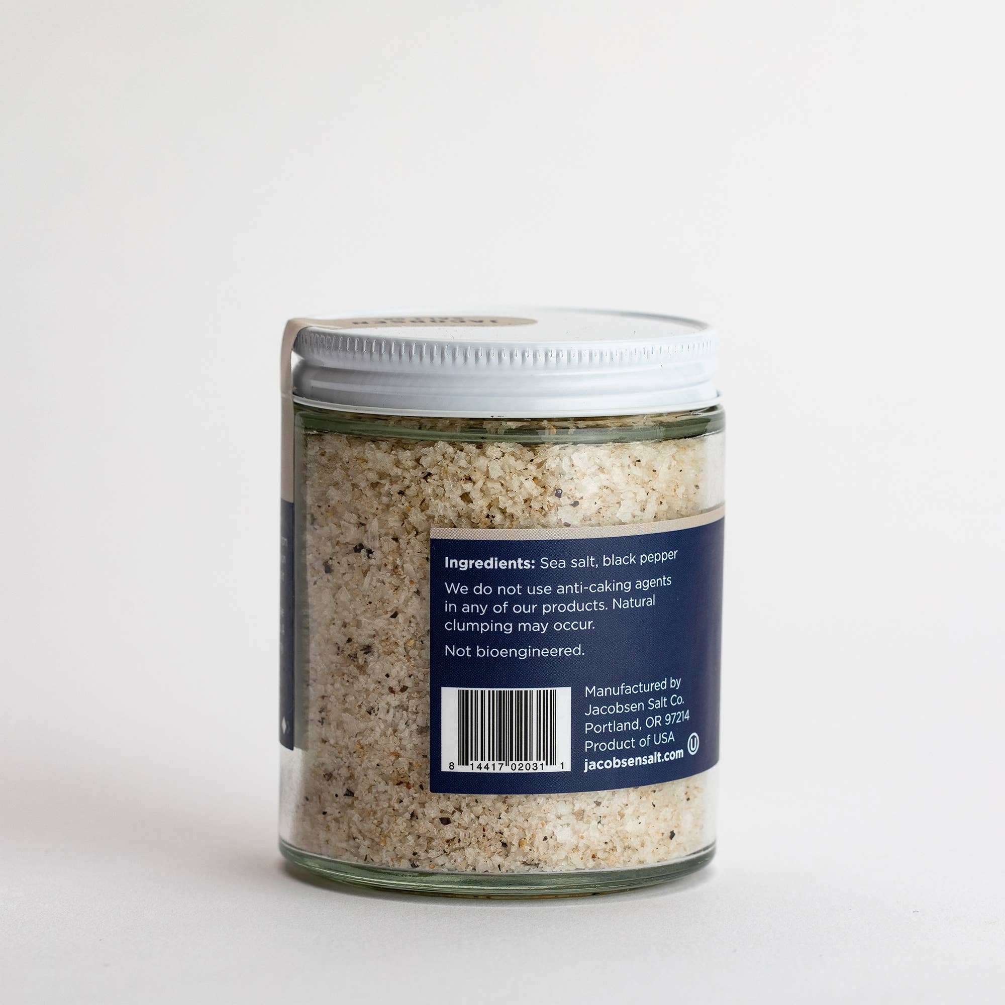 The back of a jar of black pepper sea salt.