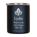 A customized black travel mug