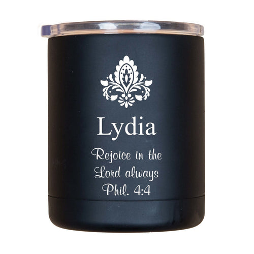 A customized black travel mug