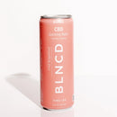 A can of BLNCD Sparkling Water with Pink Grapefruit flavor. The can is pink with white text displaying the brand and product name, and a brief description of 'CBD Sparkling Water'.