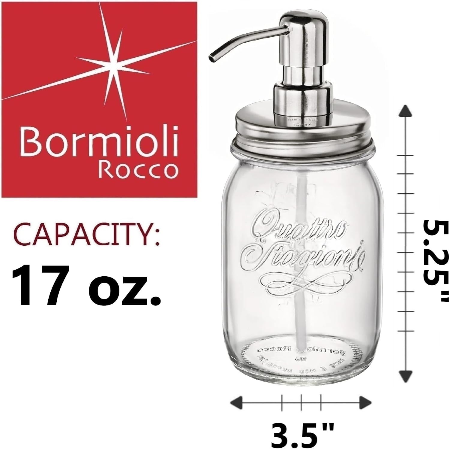Quattro Stagioni i Genietti Glass Jar with Stainless Steel Lid and Pump | Bormioli Rocco
