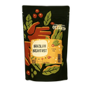 Coffee package with colorful design and 'Brazilian Breakfast' text on a white background