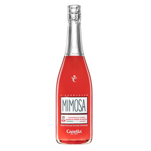 Red bottle of Canella Mimosa on a white background