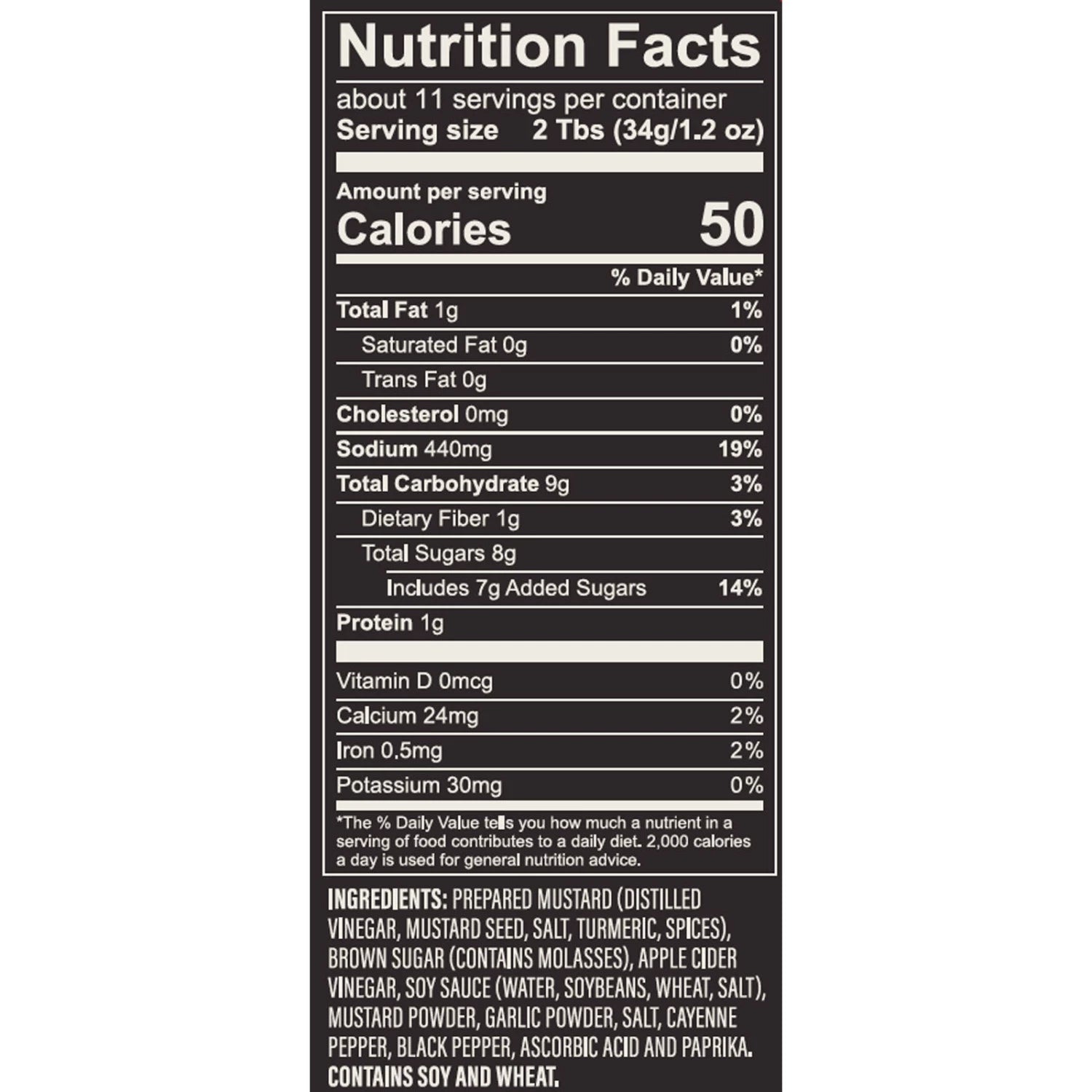 Nutrition facts label for a product on a white background