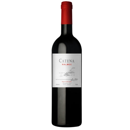 Catena Malbec wine bottle on a white background