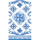 Decorative blue floral pattern napkin on a white background
