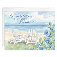 Retirement Greeting Card - Adirondack Chairs and Flowers
