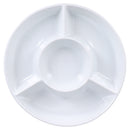White ceramic platter with five sections on a white background