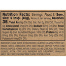 Nutrition facts label for a product with detailed information on ingredients and nutritional content.