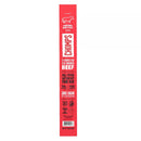 Red packaging of Chomps beef stick with white text on a white background