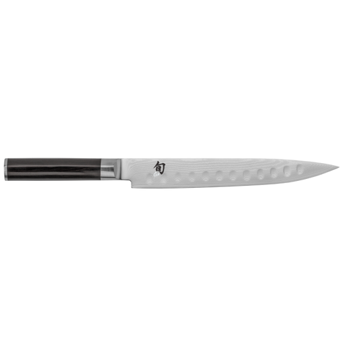 Knife with black handle on a white background