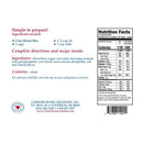Back of a cornbread mix package with ingredients, nutrition facts, and contact information.