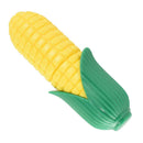 Corn cob holders put together to form the shape of an ear of corn on a white background.