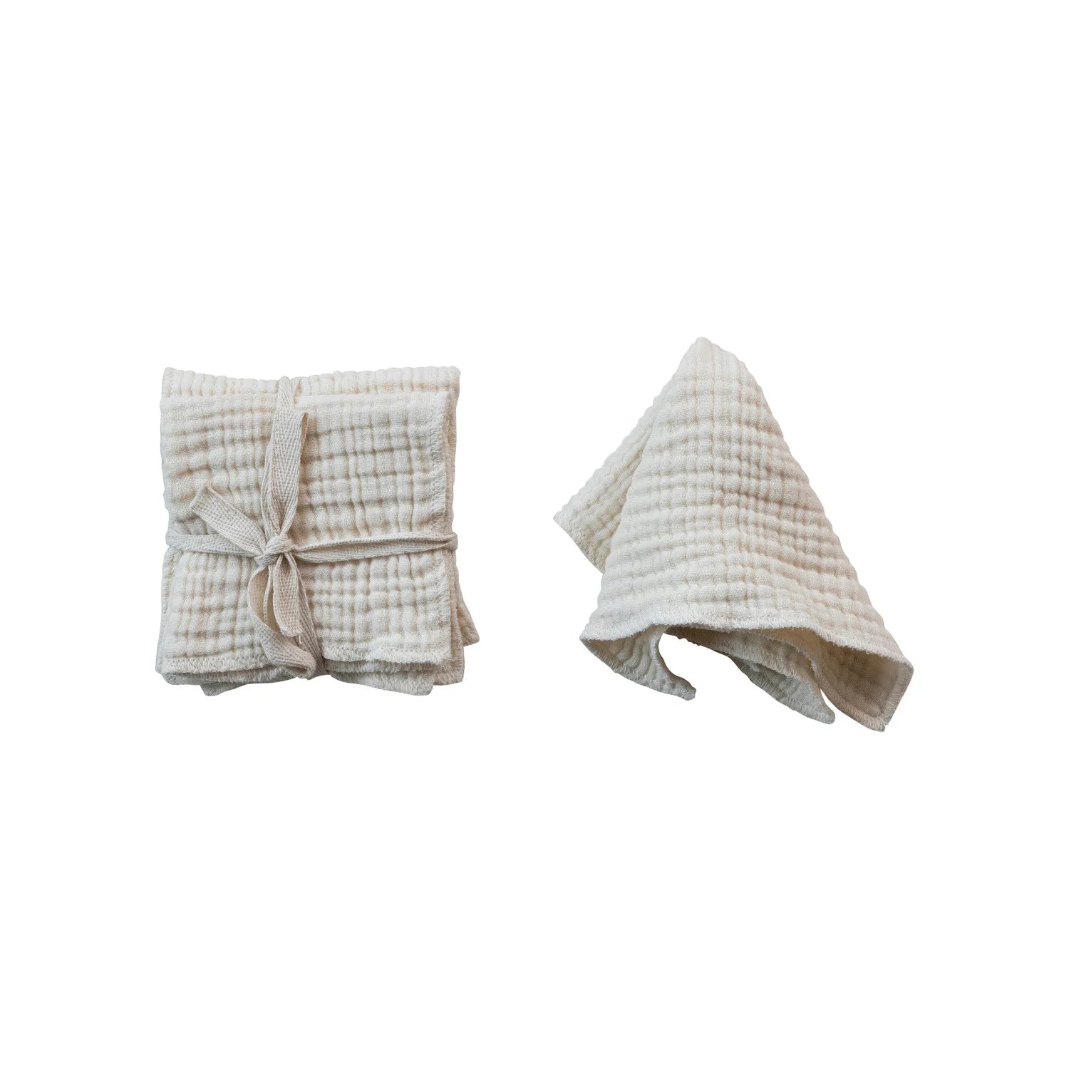 Two textured kitchen dish cloths on a white background