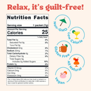 Nutrition facts label with health benefits on a white background