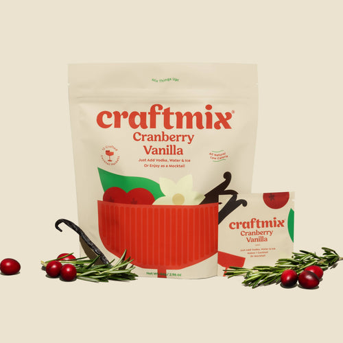 Craftmix Cranberry Vanilla product packaging on a beige background