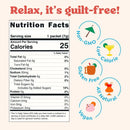 Nutrition facts label with health benefits on a white background