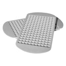 A set of two silicone ice cube trays for making square ice cubes.