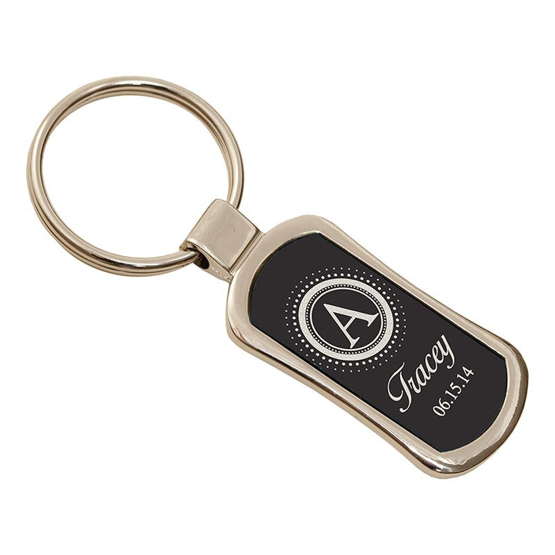 Keychain with personalized engraving on a white background