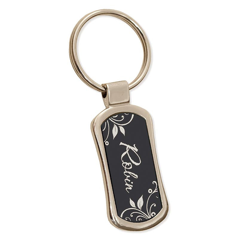 Keychain with 'Robin' engraved on a black background