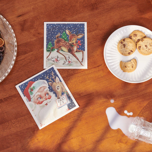 Retro Santa Claus Swedish Dishcloth, 2 Styles