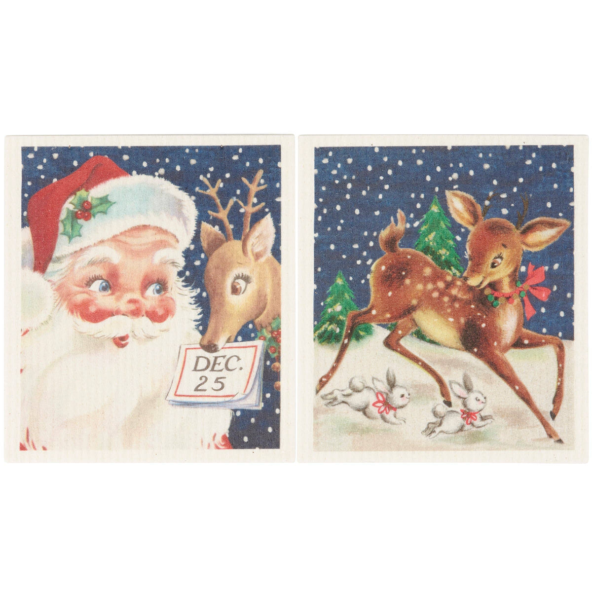 Retro Santa Claus Swedish Dishcloth, 2 Styles