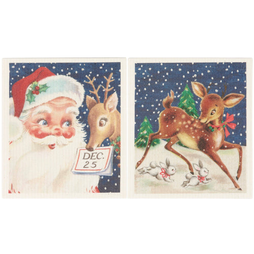 Retro Santa Claus Swedish Dishcloth, 2 Styles
