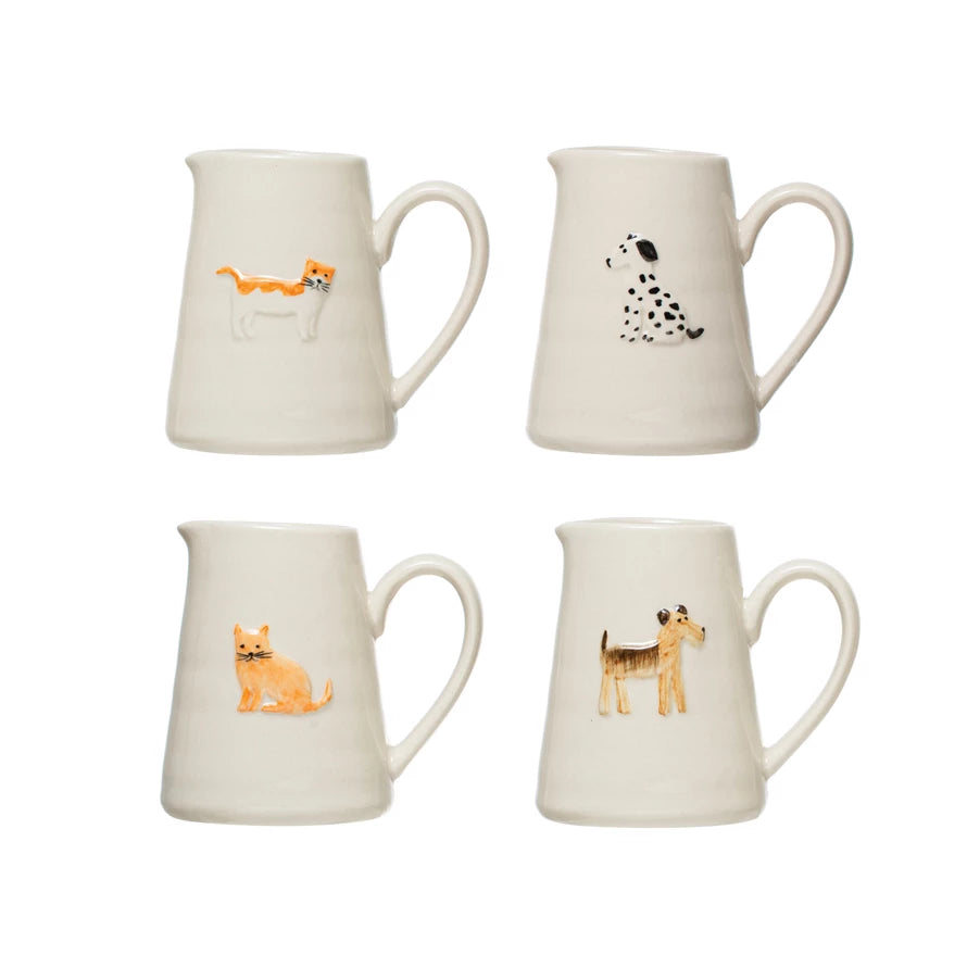 Mini Stoneware Pitcher Dog & Cat