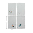 Cotton & Linen Printed Tea Towel w/ Bird, 4 Styles